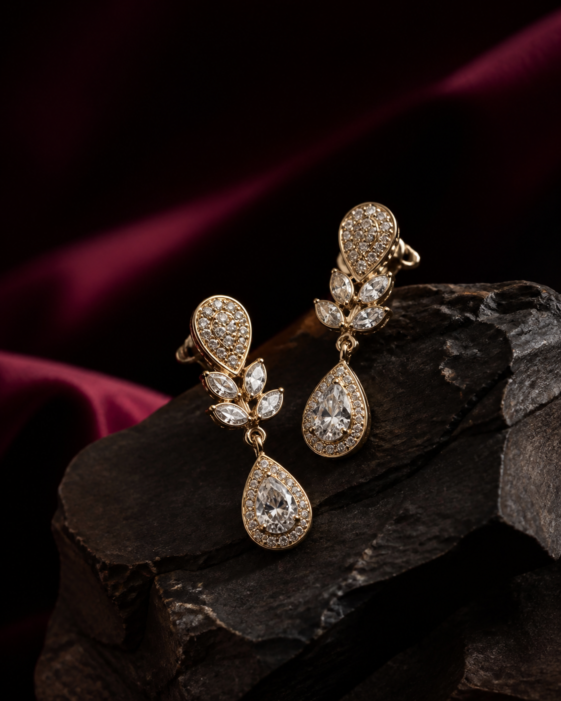 Gold and Diamond Chandbali Earrings